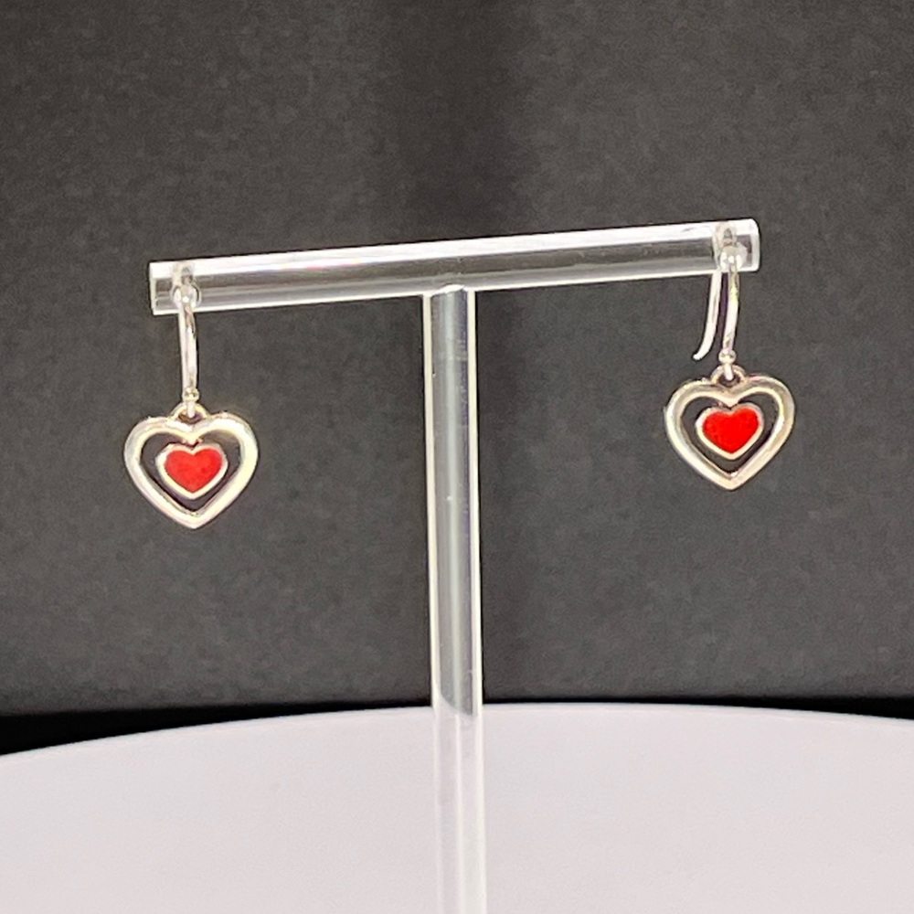 Coach Y2K VINTAGE Sterling Silver Heart Drop Earrings - Picture 4 of 8
